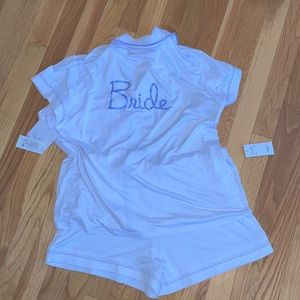 White “Bride” Pajama Set XL NEW